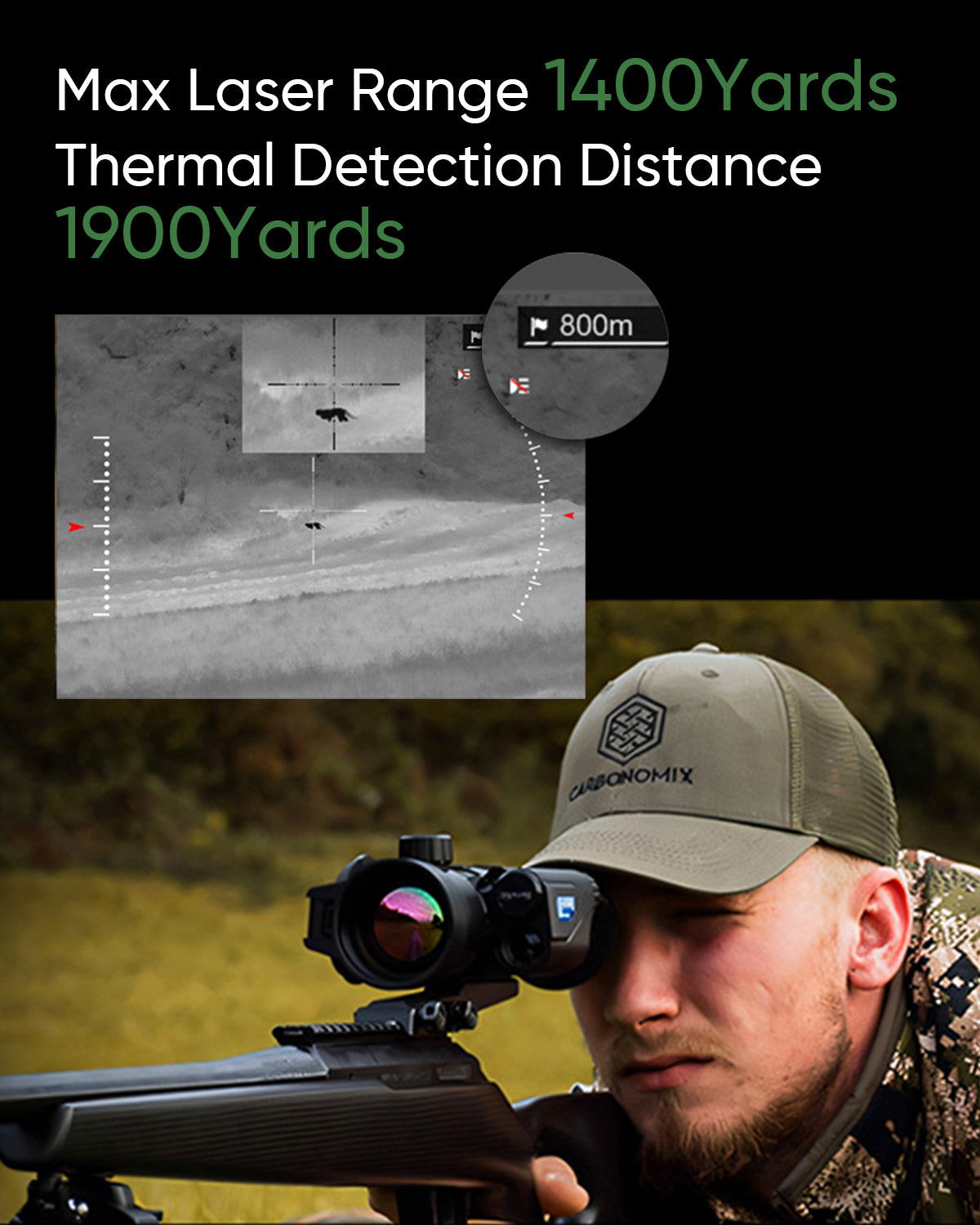 Sytong Thermal Rifle Scope with Laser Rangefinder 1300 Yards for Hunting with Ballistic Calculator 50Hz