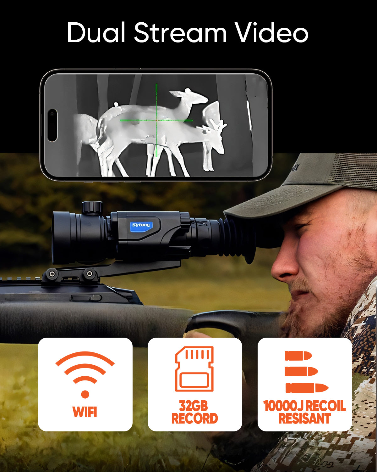 Sytong Thermal Rifle Scope with Laser Rangefinder 1300 Yards for Hunting with Ballistic Calculator 50Hz