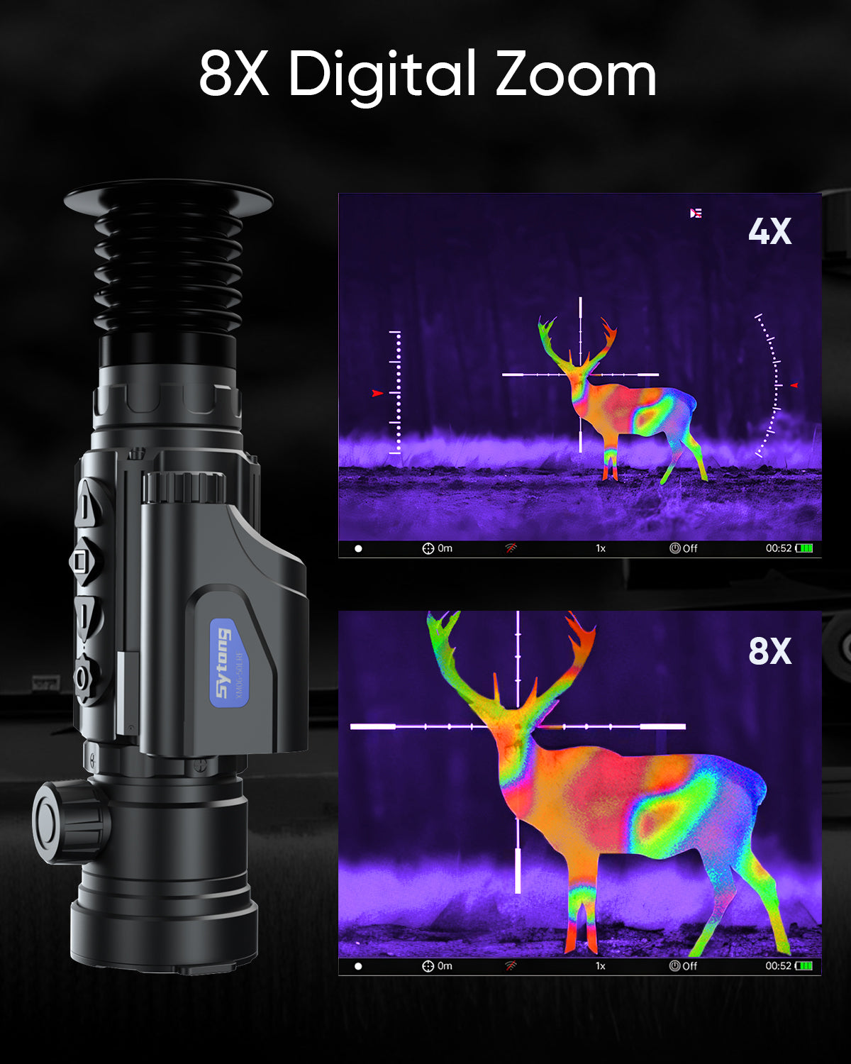 Sytong Thermal Rifle Scope with Laser Rangefinder 1300 Yards for Hunting with Ballistic Calculator 50Hz